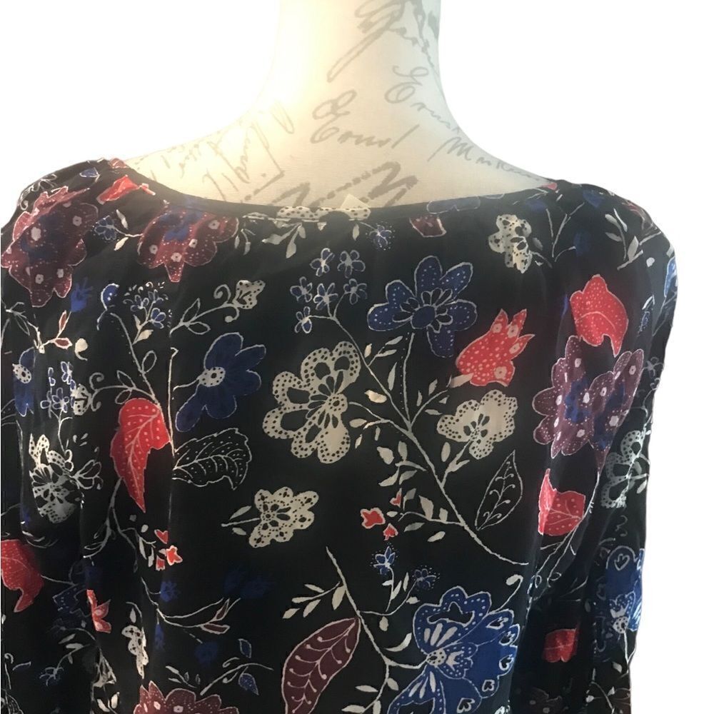 Old Navy Multicolor Floral Blouse Women's Medium Long Sleeve - Picture 9 of 11